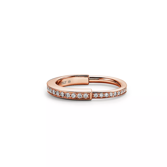[Resenly Jewelry]LOCK RING PINK GOLD DIAMOND PAVED