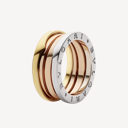 [Resenly Jewelry]ZERO 1 THREE-BAND ROSE WHITE AND YELLOW RING