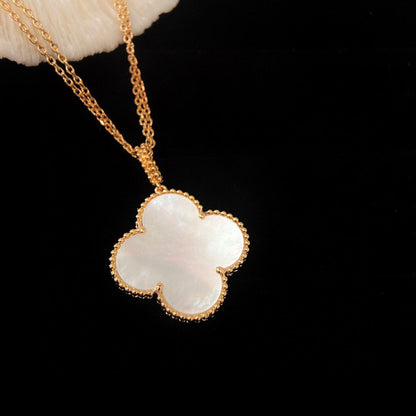 [Resenly Jewelry] クローバー 25MM マザーオブパール ラージペンダントネックレス