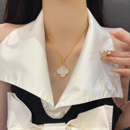 [Resenly Jewelry] クローバー 25MM マザーオブパール ラージペンダントネックレス