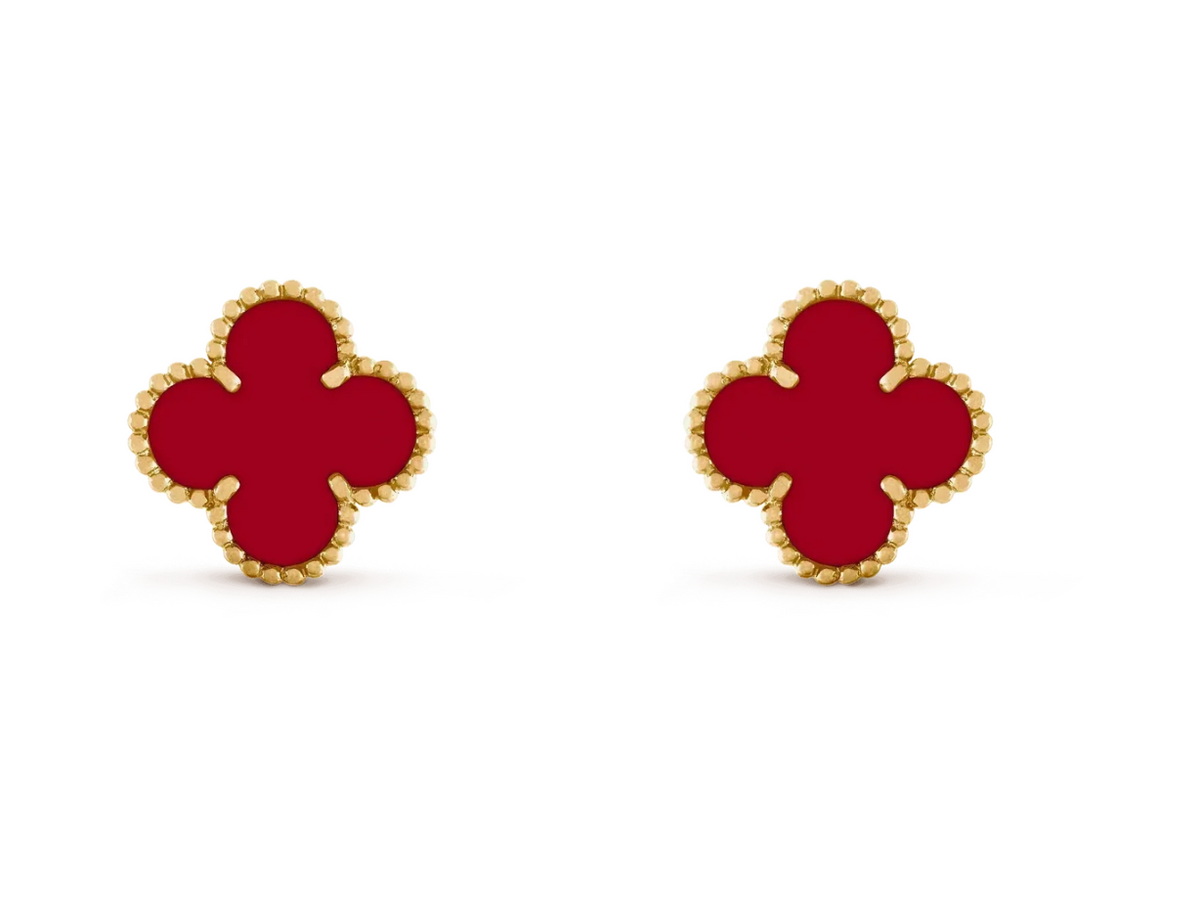 [Resenly Jewelry] クローバー 20MM レッドアゲートピアス