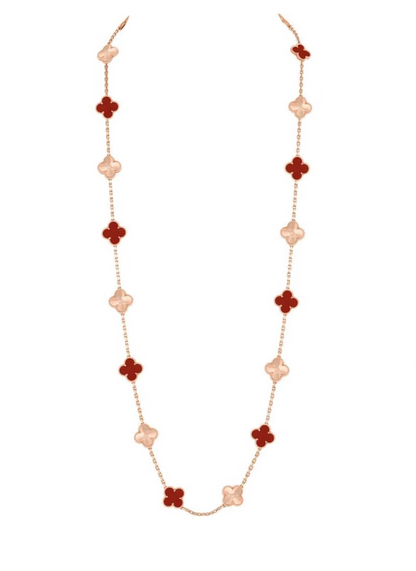 [Resenly Jewelry] クローバー 20モチーフ レーザー カーネリアン ネックレス