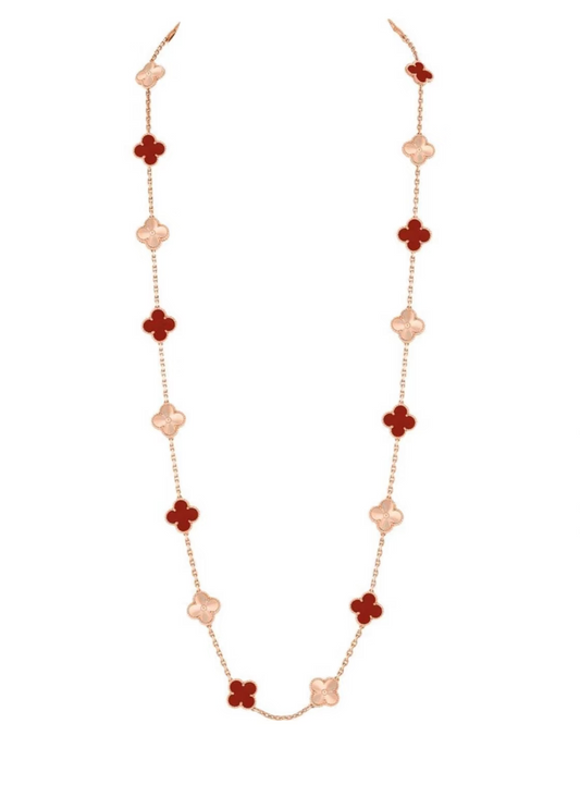 [Resenly Jewelry] クローバー 20モチーフ レーザー カーネリアン ネックレス