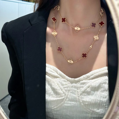 [Resenly Jewelry] クローバー 20モチーフ レーザー カーネリアン ネックレス
