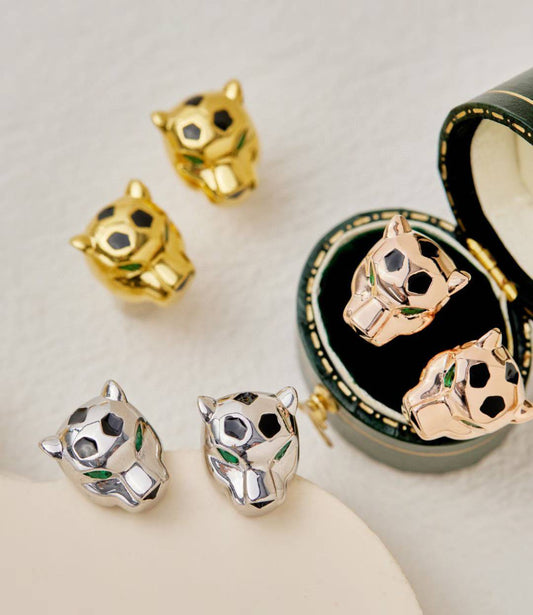 [Resenly Jewelry] ヒョウ柄スタッドピアス、3色展開