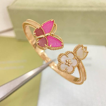[Resenly Jewelry]ROSE QUARTZ THREE‑IN‑ONE BUTTERFLY BRACELET