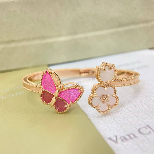 [Resenly Jewelry] ローズクォーツ 3way バタフライ ブレスレット