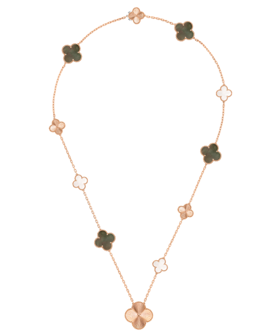 [Resenly Jewelry]DETACHABLE CLOVER 15(11+4) FLOWER SILVER NECKLACE SET
