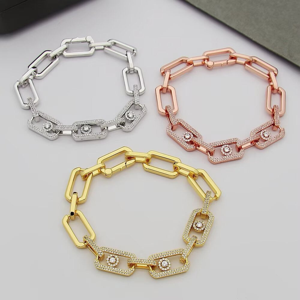 [Resenly Jewelry]Large Full Diamond Unisex Sliding Bracelet with Moissanite