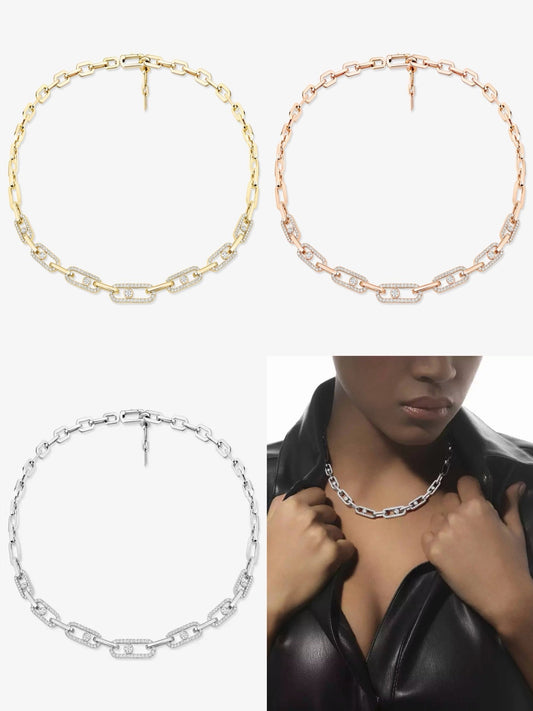 [Resenly Jewelry]Move Link Pave Diamond Necklace