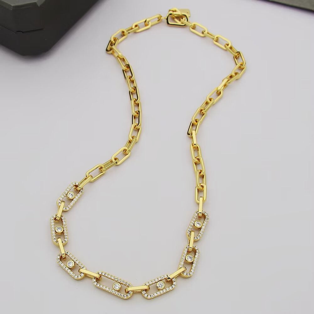 [Resenly Jewelry]ムーブリンク パヴェダイヤモンド ネックレス
