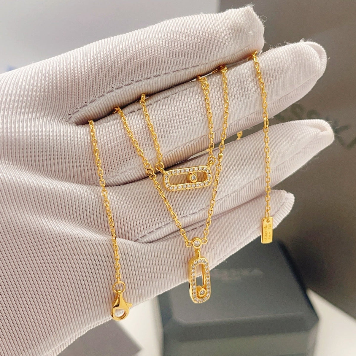 [Resenly Jewelry]MOVE 2 ROW DIAMOND NECKLACE