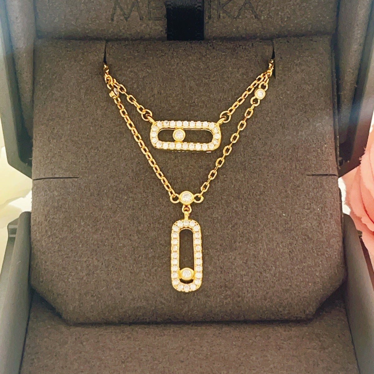 [Resenly Jewelry]MOVE 2 ROW DIAMOND NECKLACE