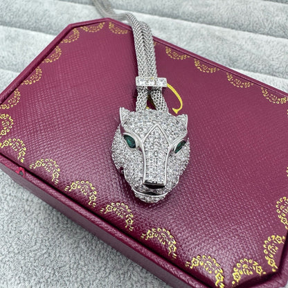 [Resenly Jewelry] フルストーン ビッグレオパードヘッド ネックレス