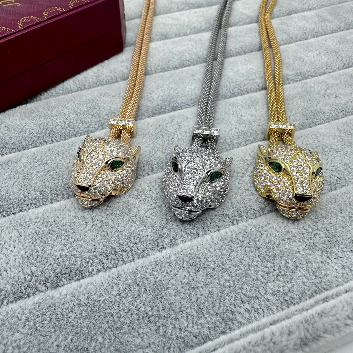 [Resenly Jewelry] フルストーン ビッグレオパードヘッド ネックレス