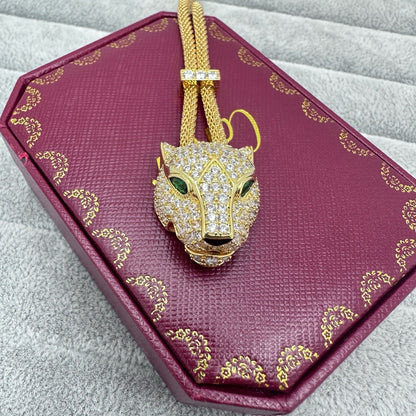 [Resenly Jewelry] フルストーン ビッグレオパードヘッド ネックレス