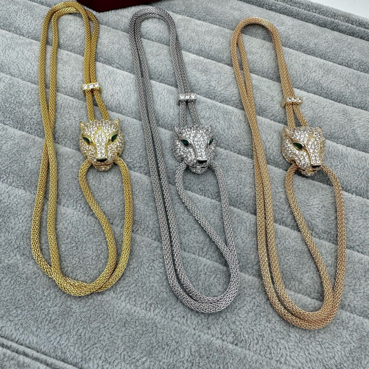 [Resenly Jewelry] フルストーン ビッグレオパードヘッド ネックレス