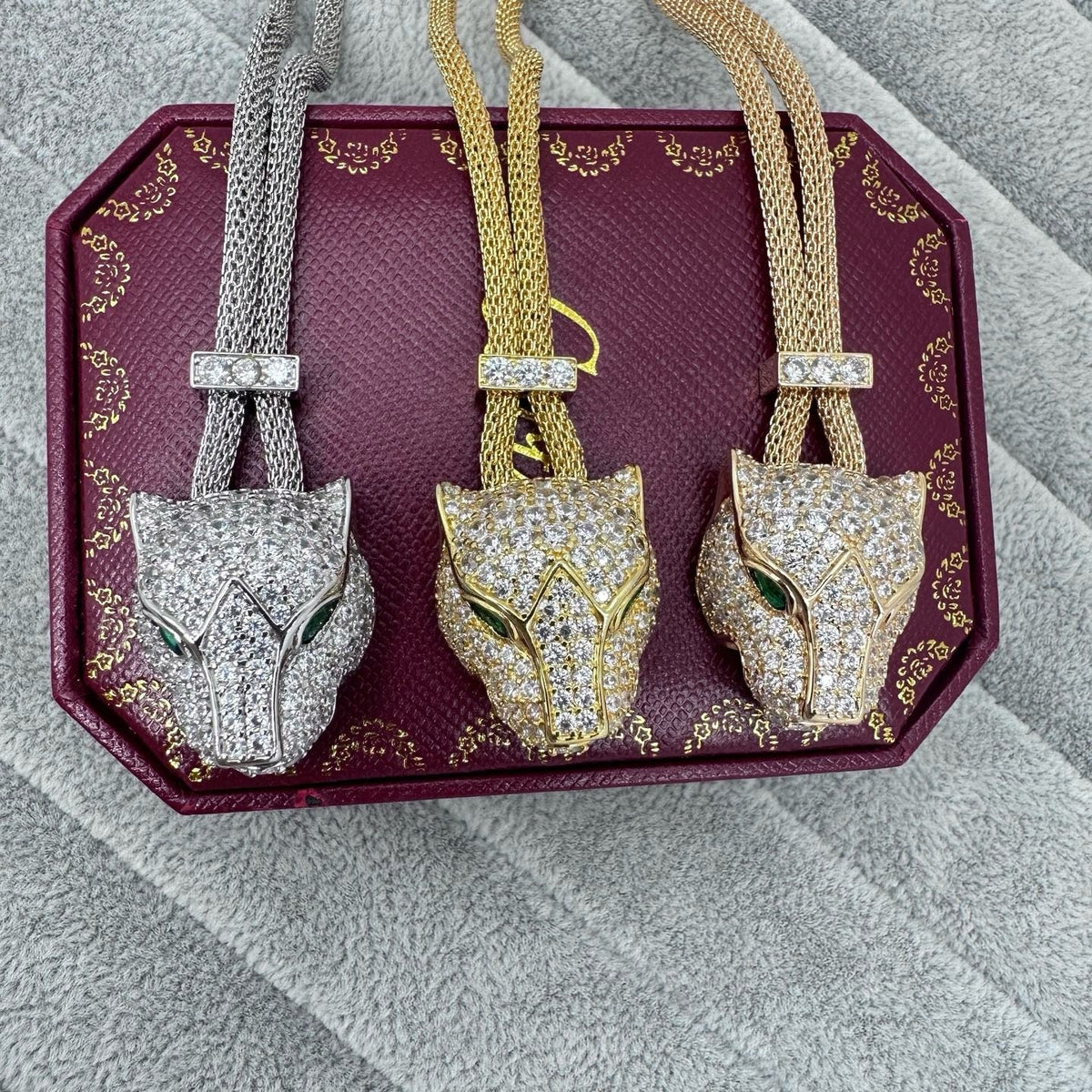 [Resenly Jewelry] フルストーン ビッグレオパードヘッド ネックレス