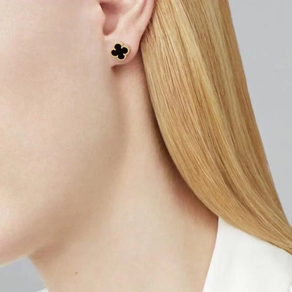 [Resenly Jewelry]CLOVER MINI 9.5MM BLACK MOP EARRINGS