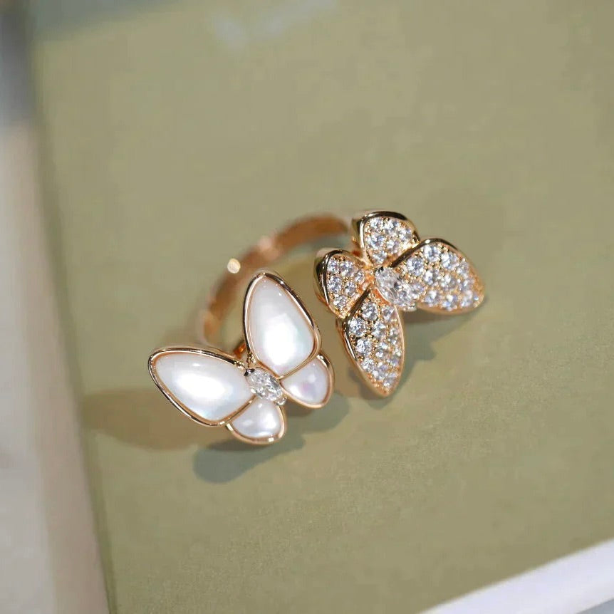 [Resenly Jewelry]TWIN BUTTERFLY DIAMOND MOP RING