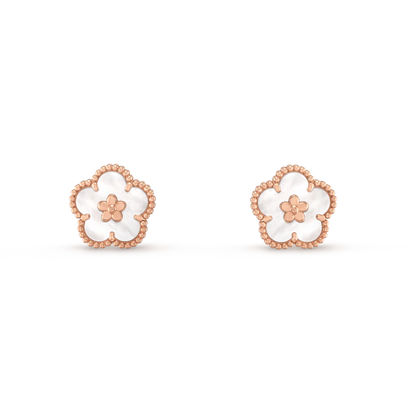 [Resenly Jewelry]ラッキー ピンクゴールド ホワイトMOPピアス