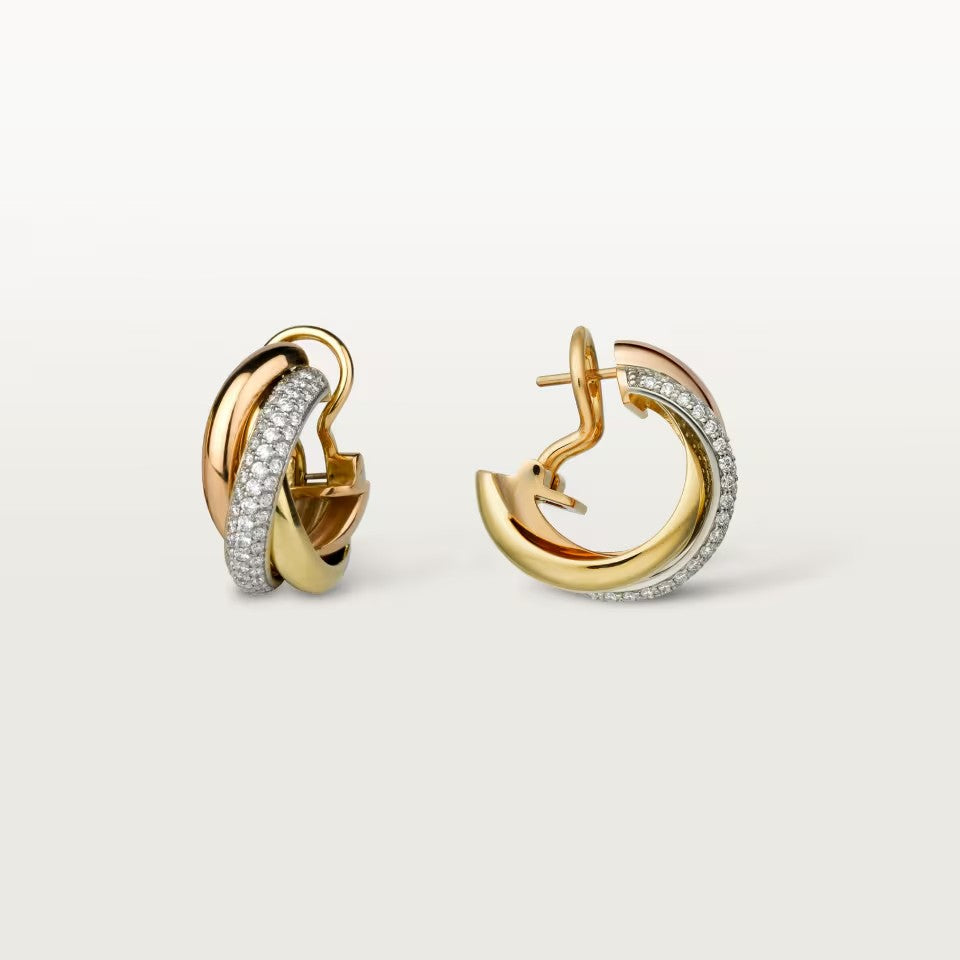 [Resenly Jewelry]TRINITY HALF DIAMOND  CLASSIC EARRINGS