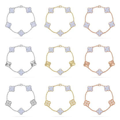 [Resenly Jewelry] クローバー 5モチーフ パープルカルセドニー ブレスレット コレクション