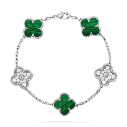 [Resenly Jewelry] CLOVER 5 MOTIF MALACHITE BRACELET COLLECTION