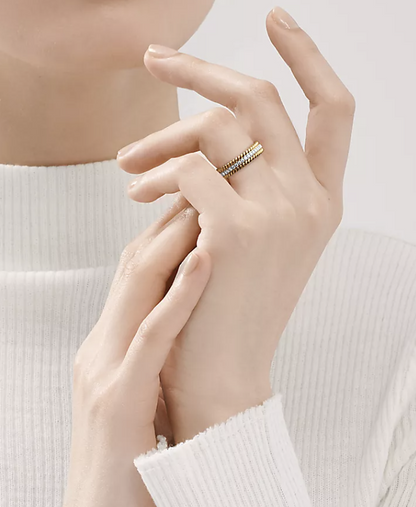 [Resenly Jewelry] ロープ 2連 ゴールド ダイヤモンドリング