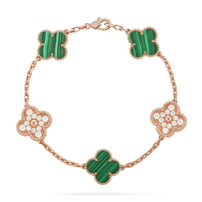 [Resenly Jewelry] CLOVER 5 MOTIF MALACHITE BRACELET COLLECTION