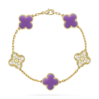 [Resenly Jewelry]CLOVER 5 MOTIF LIGHT PURPLE BRACELET COLLECTION