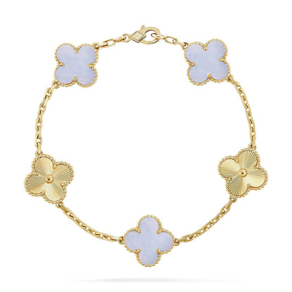 [Resenly Jewelry] クローバー 5モチーフ パープルカルセドニー ブレスレット コレクション
