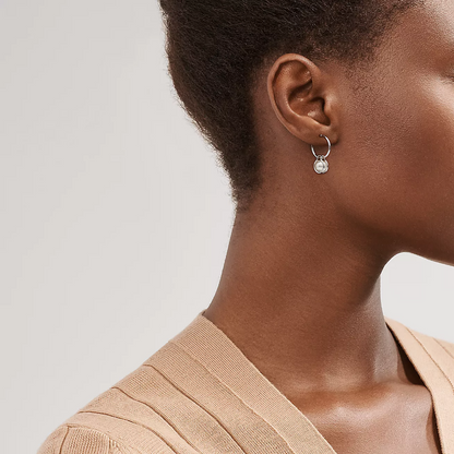 [Resenly Jewelry]PEARL HOOP SILVER EARRINGS