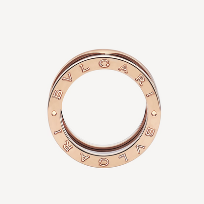 [Resenly Jewelry]ZERO 1 FOUR-BAND LOOPS AND BLACK CERAMIC SPIRAL PINK GOLD RING