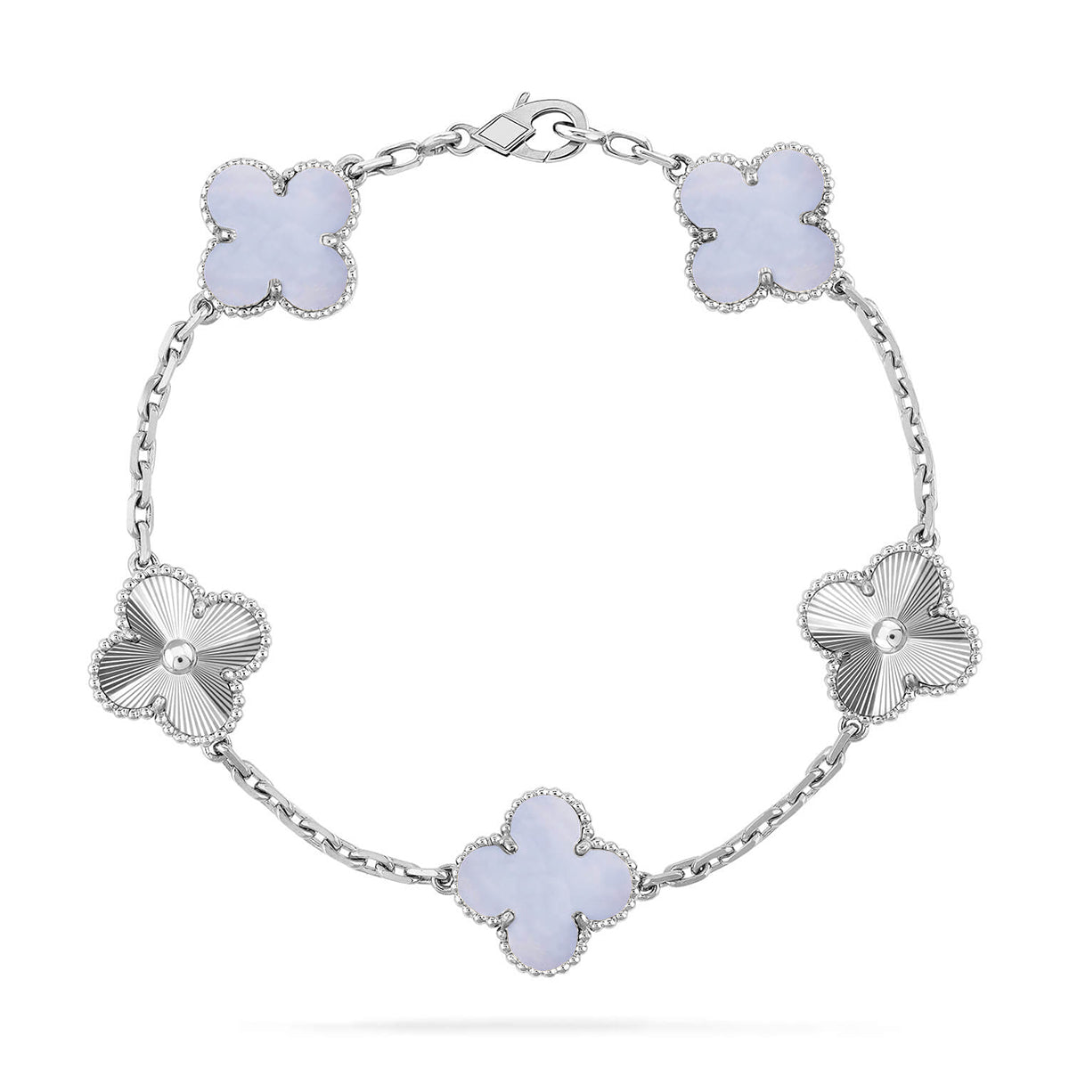 [Resenly Jewelry] クローバー 5モチーフ パープルカルセドニー ブレスレット コレクション
