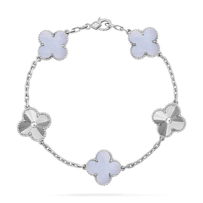 [Resenly Jewelry] クローバー 5モチーフ パープルカルセドニー ブレスレット コレクション