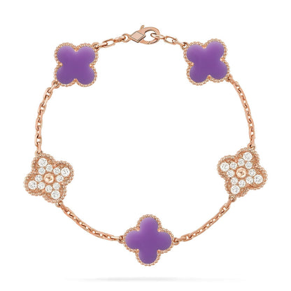 [Resenly Jewelry]CLOVER 5 MOTIF LIGHT PURPLE BRACELET COLLECTION