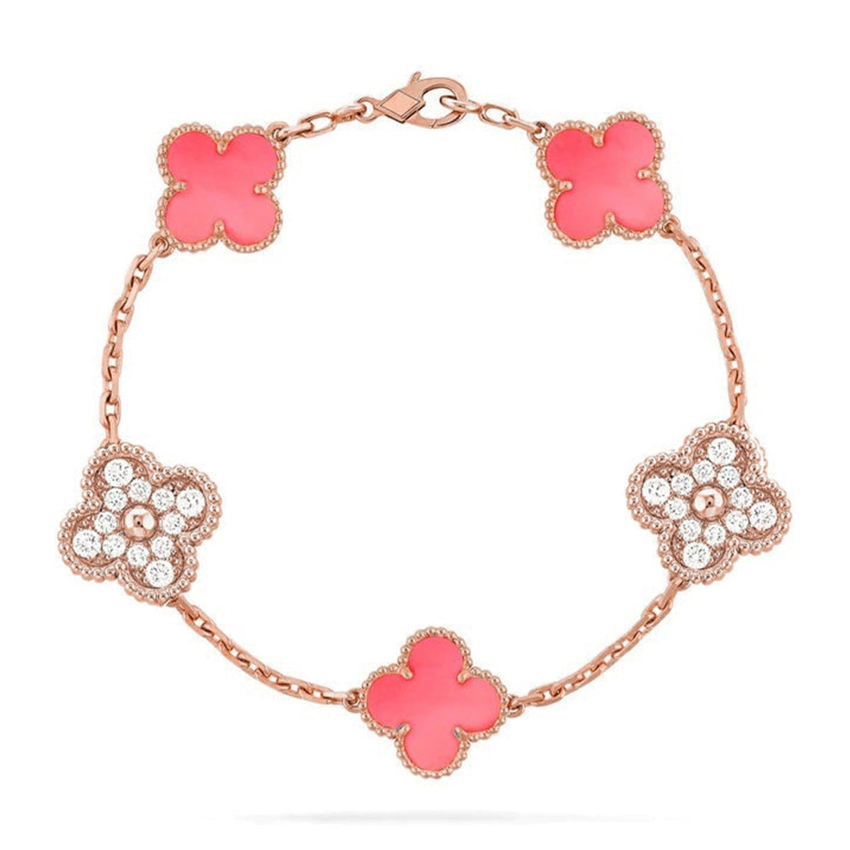 [Resenly Jewelry] クローバー 5モチーフ ピンクMOP ブレスレットコレクション