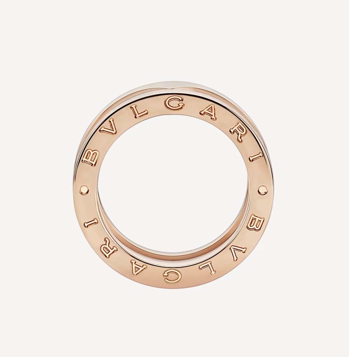 [Resenly Jewelry]ZERO 1 TWO-BAND LOOPS AND WHITE CERAMIC SPIRAL PINK GOLD RING