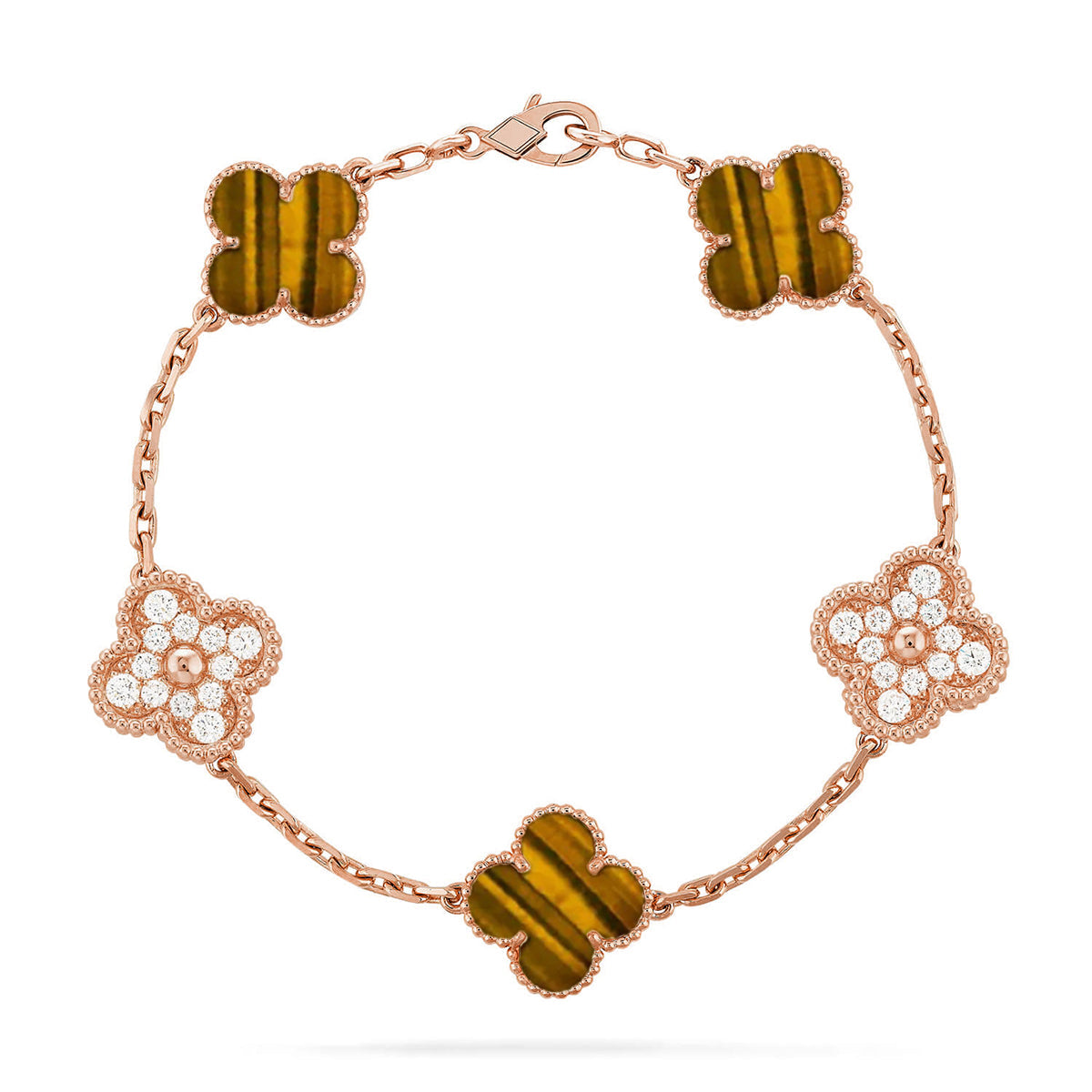 [Resenly Jewelry] クローバー 5モチーフ タイガーアイ ブレスレットコレクション