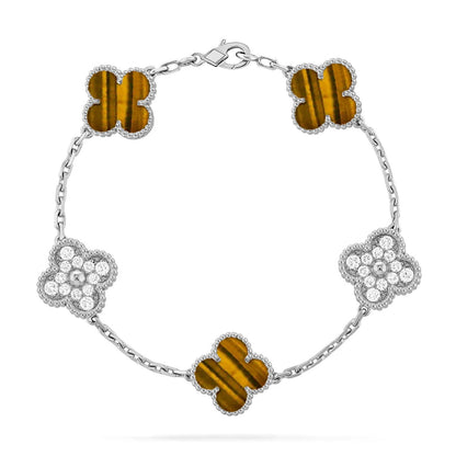 [Resenly Jewelry] クローバー 5モチーフ タイガーアイ ブレスレットコレクション
