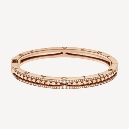 [Resenly Jewelry]ZERO 1 SPIRAL AND PAVED DIAMOND PINK GOLD BRACELET
