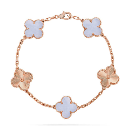 [Resenly Jewelry] クローバー 5モチーフ パープルカルセドニー ブレスレット コレクション