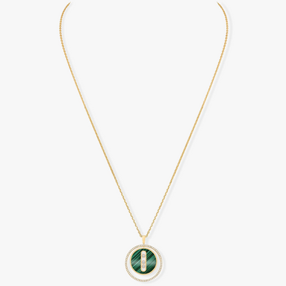 [Resenly Jewelry]LUCKY MOVE 3 DIAMOND MALACHITE GOLD DIAMOND NECKLACE