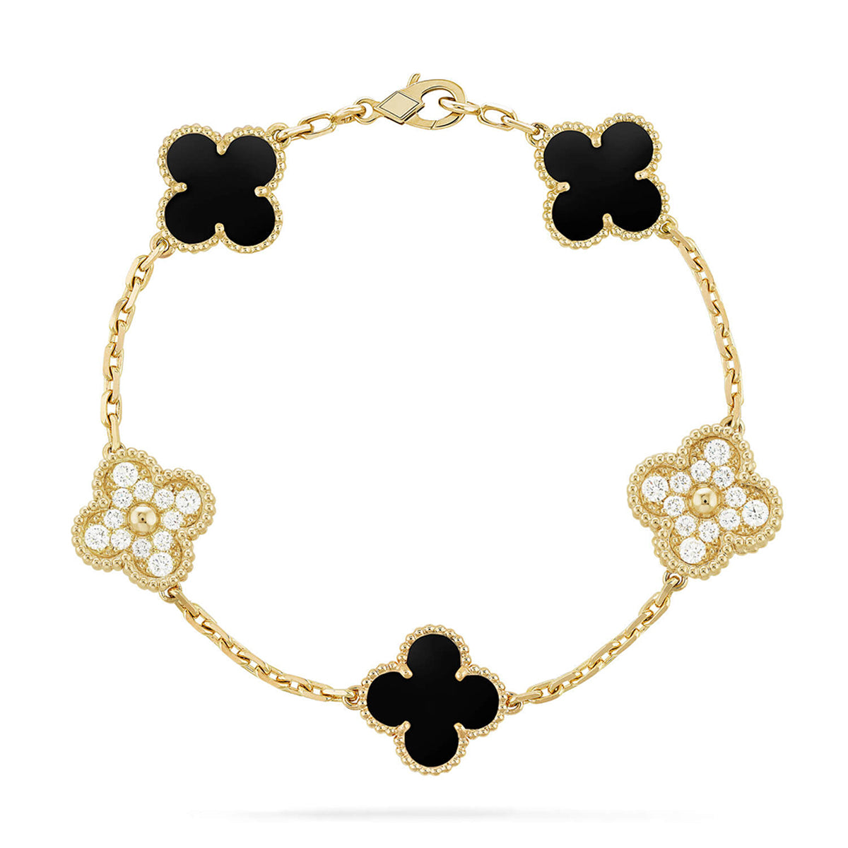 {
  "Resenly Jewelry": "Resenly Jewelry",
  "CLOVER 5 MOTIF ONYXS BRACELET COLLECTION": "クローバー 5モチーフ オニキス ブレスレット コレクション"
}