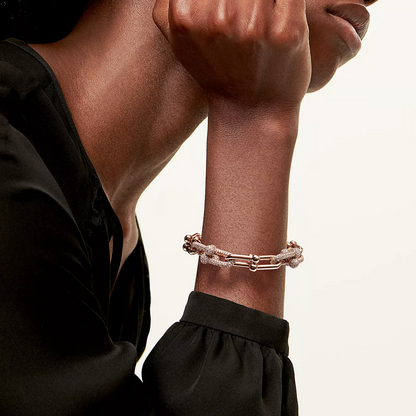 [Resenly Jewelry]HARDWEAR LARGE LINK PINK GOLD PAVED DIAMOND BRACELET