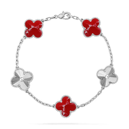 [Resenly Jewelry]CLOVER 5 MOTIF RED PATTERN BRACELET COLLECTION
