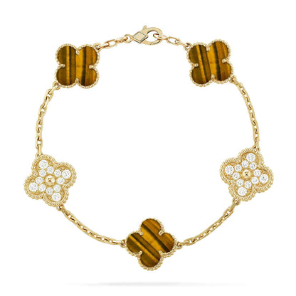 [Resenly Jewelry] クローバー 5モチーフ タイガーアイ ブレスレットコレクション