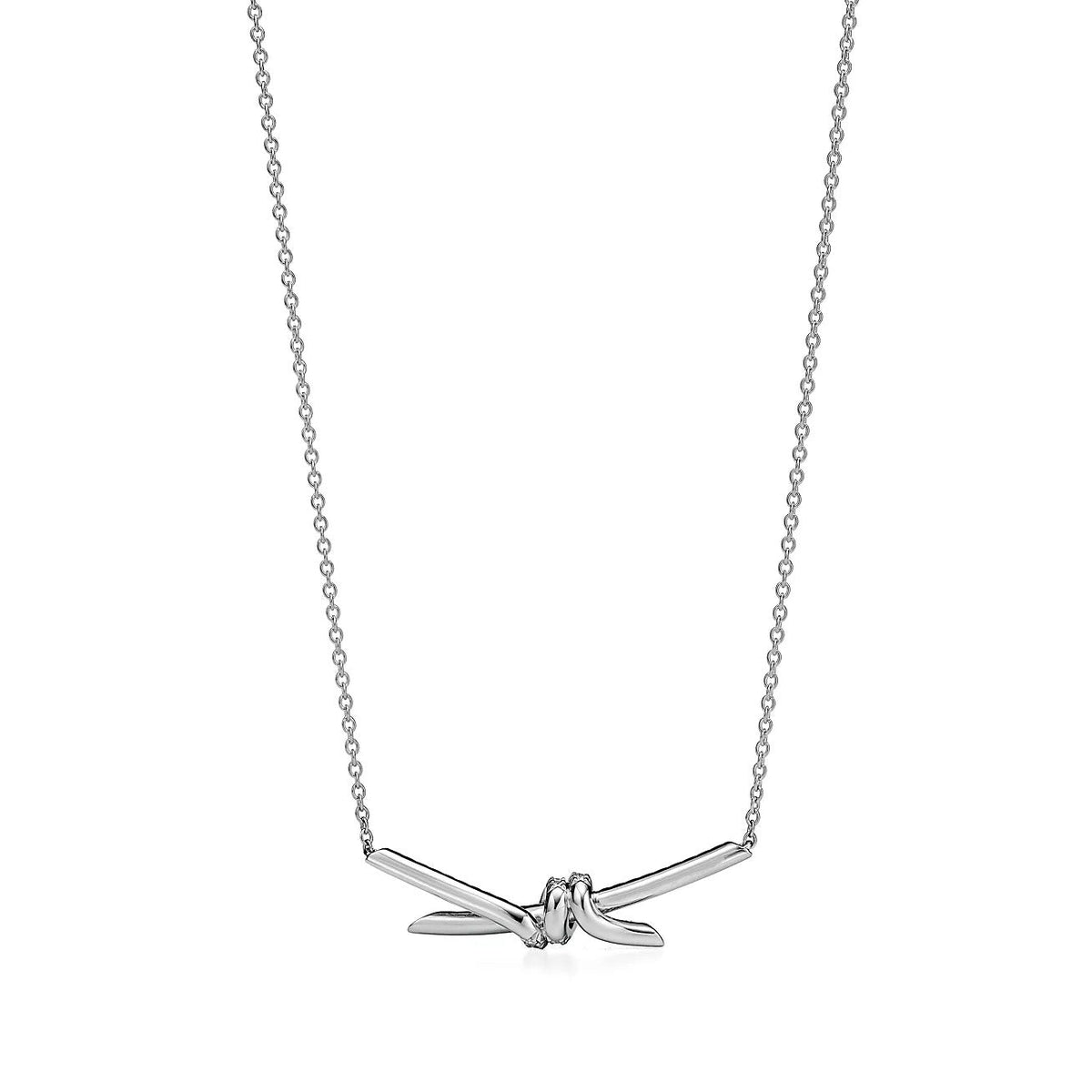 [Resenly Jewelry]KNOT PENDANT SILVER DIAMOND NECKLACE