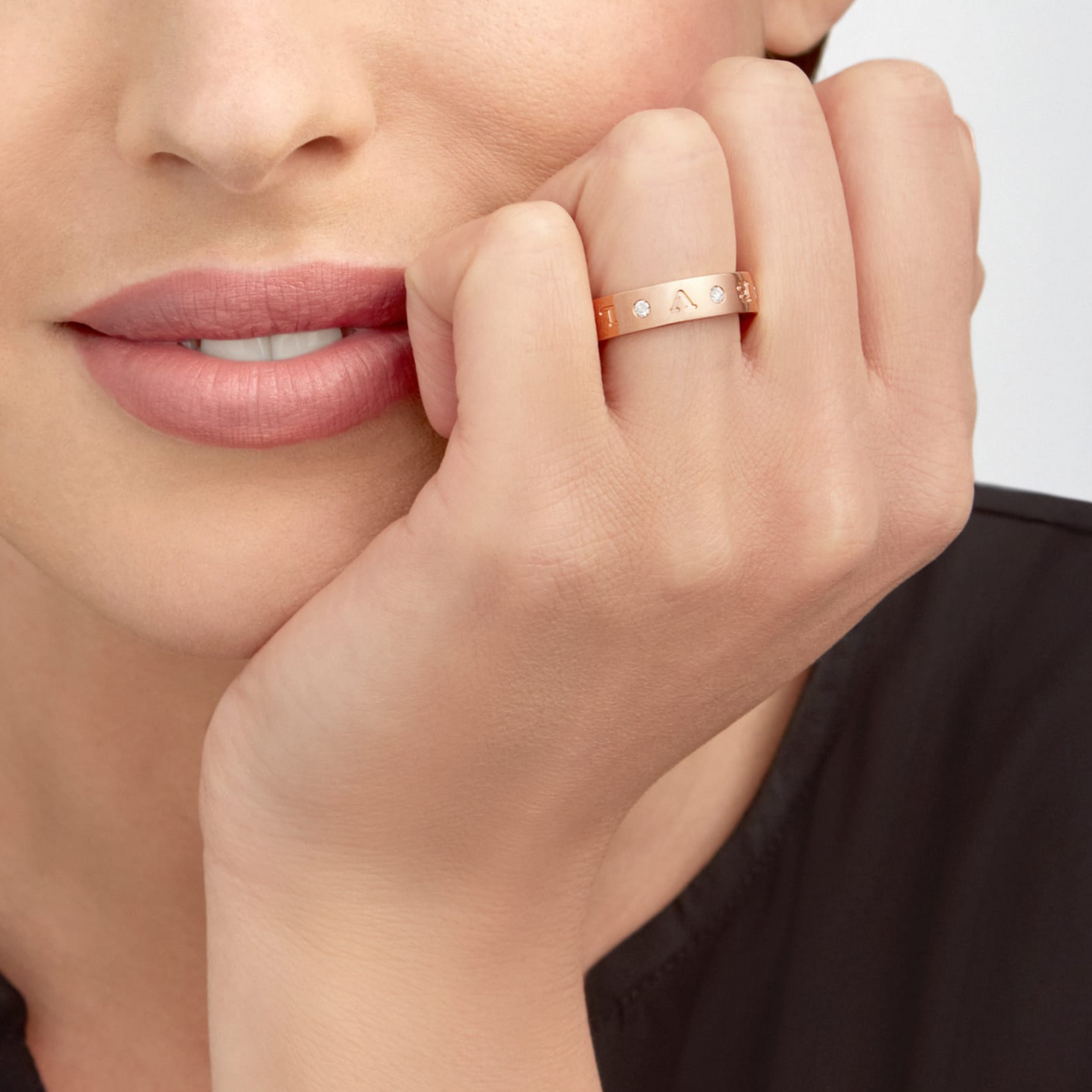 [Resenly Jewelry]ZERO 1 ESSENTIAL PINK GOLD BAND WITH DIAMONDS RING